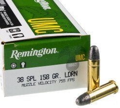 38 Spl Ammo by Remington - 158gr LRN 50rds