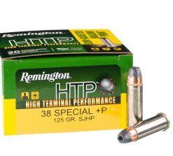 Remington HTP .38 Spl +P 125gr SJHP (20rds & 500rds)