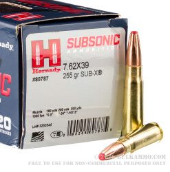 Hornady Subsonic 7.62x39 255gr Sub-X 20rds